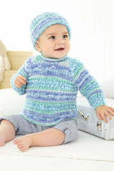 King Cole Fjord Baby DK Pattern 6461 - Sweater, Cardigan & Hat