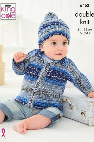 King Cole Fjord Baby DK Pattern 6462 - Cardigans & Hat
