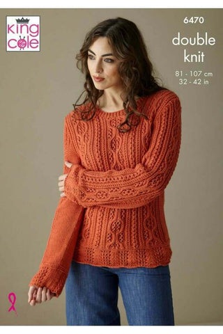 King Cole Cottonsoft DK Pattern 6470 - Sweater & Cardigan