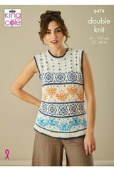 King Cole Finesse Cotton Silk DK Pattern 6474 - Tank Top & Waistcoat