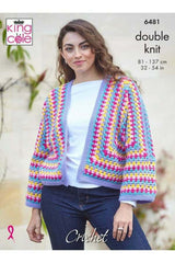 King Cole Merino Blend DK Pattern 6481 - Crochet Hexagon Cardigans