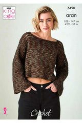 King Cole Firefly Aran Pattern 6490 - Crochet Top & Vest