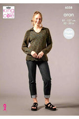 King Cole Firefly Aran Pattern 6558 - Sweater & Cardigan