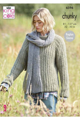 King Cole Flair Solo Chunky Pattern 6596 - Sweater, Cardigan & Scarf