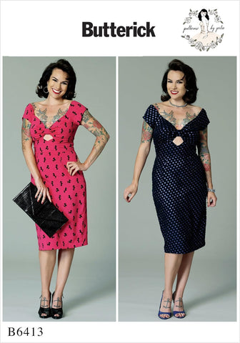 Butterick B6413 Pattern  - Gathered-Front Keyhole Dress