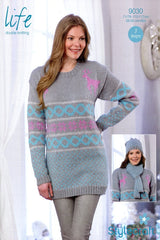 Stylecraft Life DK Pattern 9030 - Sweater, Hat & Scarf