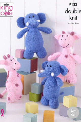 King Cole Big Value DK Pattern 9132 - Giraffes & Elephants