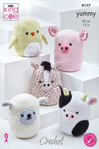 King Cole Yummy & Big Value Chunky Crochet Pattern 9177 - Squishy Amigurumi Toys