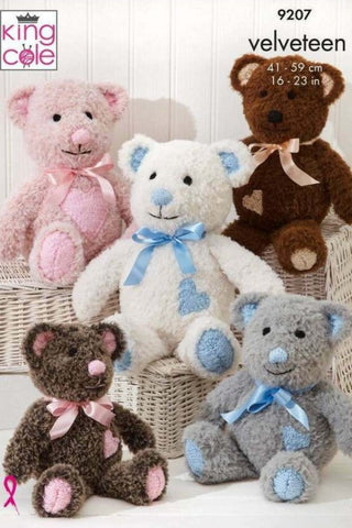 King Cole Velveteen Pattern 9207 - Teddy Bears