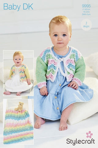 Stylecraft Baby Sparkle DK Pattern 9995 - Cardigans & Blanket