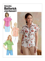Butterick Sewing Pattern B6686 - Semi-fitted button front tops