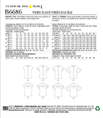 Butterick Sewing Pattern B6686 - Semi-fitted button front tops