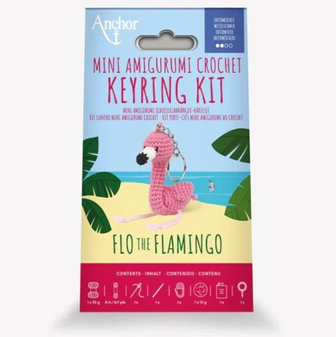 Flo the Flamingo Mini Amigurumi Keyring Kit