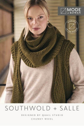 MODE at Rowan Chunky Wool Pattern MIP19 - Southwood Sleeveless Coat & Salle Snood by Quail Studio