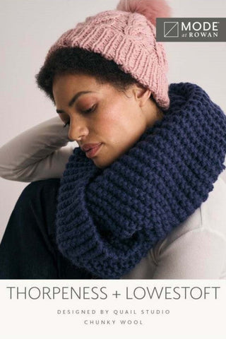 MODE at Rowan Chunky Wool Pattern MIP24 - Thorpeness Hat & Lowestoft Snood by Quail Studio