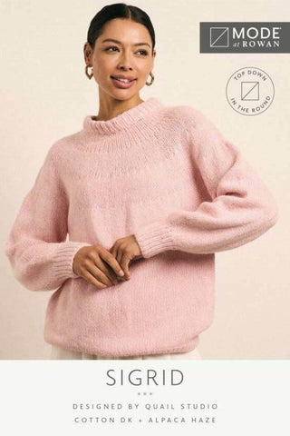 MODE at Rowan Cotton DK & Alpaca Haze Pattern MIP57 - Sigrid Sweater by Quail Studio