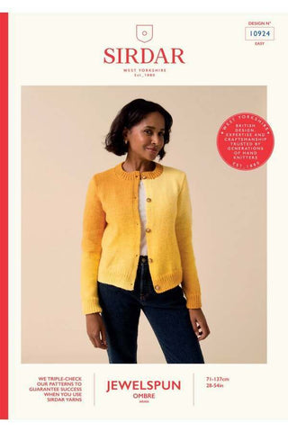Sirdar Jewelspun Ombre Aran Pattern 10924 - Off-Set Ombre Cardigan