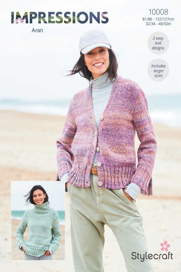 Stylecraft Impressions Aran Pattern 10008 - Sweater & Cardigan