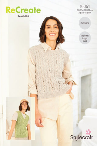 Stylecraft ReCreate DK Pattern 10061 - Round & V Neck Tank Tops