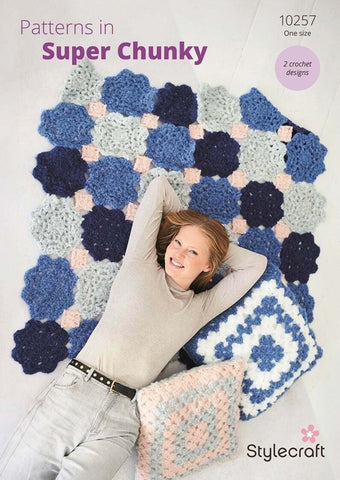 Stylecraft Cloudlike Super Chunky Pattern 10257 - Crochet Blanket & Cushion