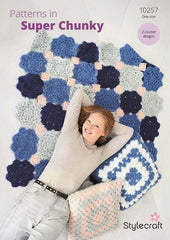 Stylecraft Cloudlike Super Chunky Pattern 10257 - Crochet Blanket & Cushion
