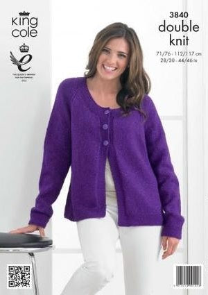 King Cole Glitz DK Pattern 3840 - Sweater and Cardigan