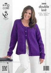 King Cole Glitz DK Pattern 3840 - Sweater and Cardigan