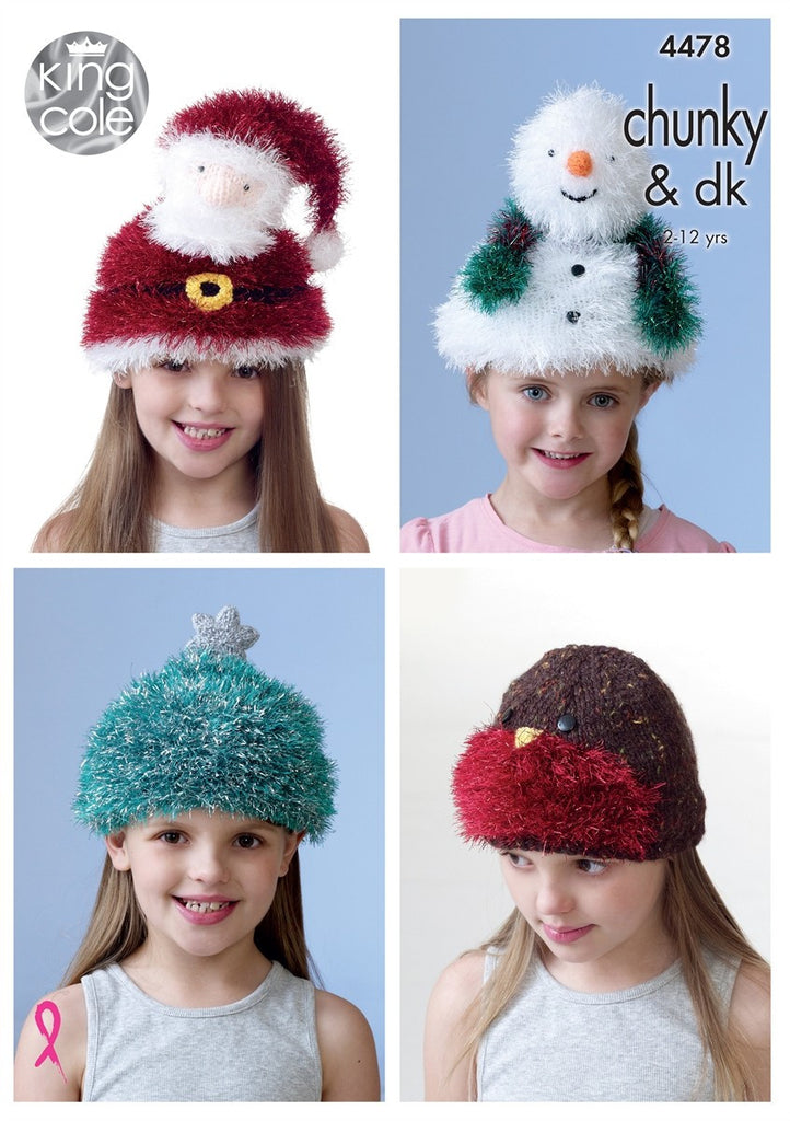 King Cole Tinsel Pattern 4478 - Christmas Hats