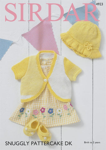 Sirdar Snuggly Pattercake DK Pattern 4923 - Girl's Bolero, Sunhat & Shoes