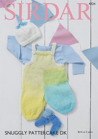 Sirdar Snuggly Pattercake DK Pattern 4924 - Dungarees, Hat & Socks