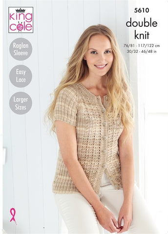 King Cole Island Beaches DK Pattern 5610 - Short Sleeved Sweater & Cardigan
