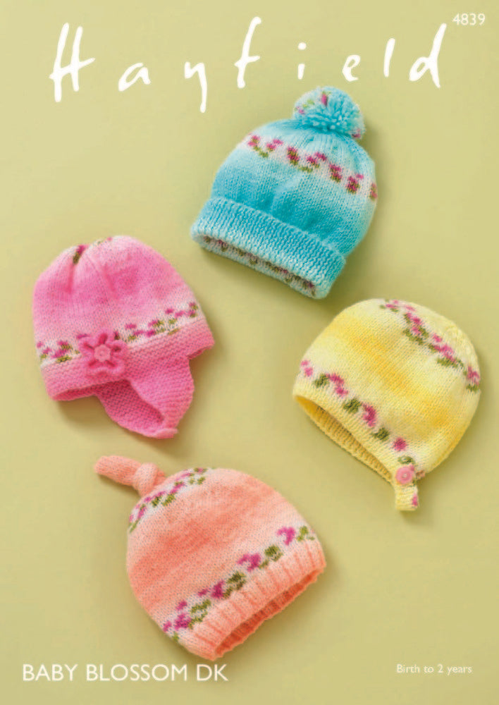 Hayfield Baby Blossom DK Pattern 4839 - Baby Hats