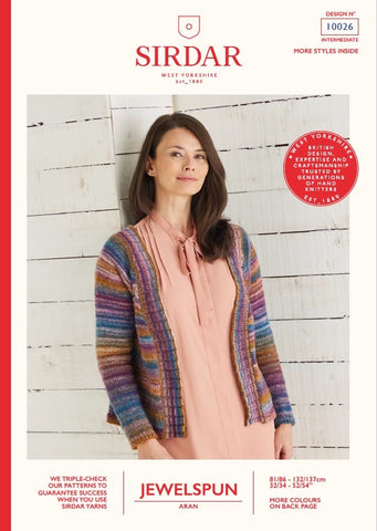Sirdar Jewelspun Aran Pattern 10026 - Top-Down Cardigan