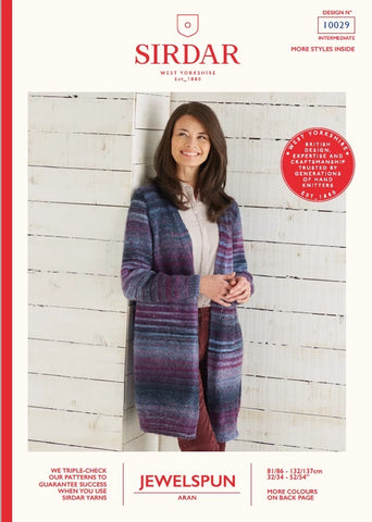 Sirdar Jewelspun Aran Pattern 10029 - Long Line Jacket