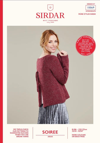 Sirdar Soiree Aran Pattern 10069 -  Ladies Jumper with Back Detail - NOW €1.00