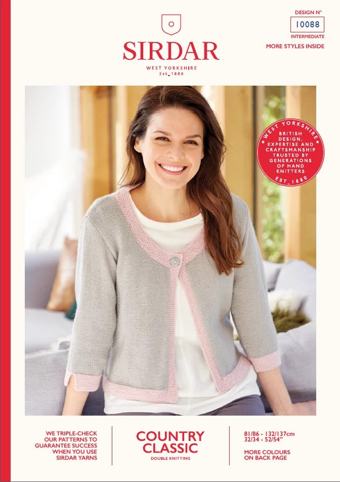 Sirdar Country Classic DK Pattern 10088 - ¾ Sleeved Jacket