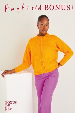 Hayfield Bonus DK Pattern 10595 - Round Neck Cardigan