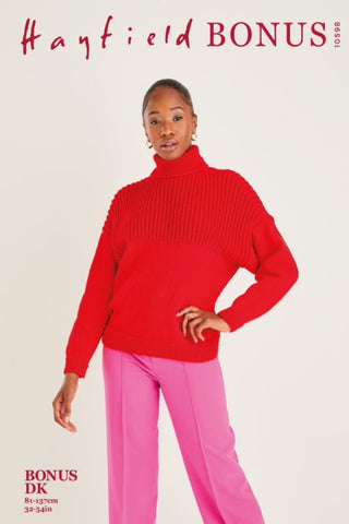 Hayfield Bonus DK Pattern 10598 - Roll Neck Sweater
