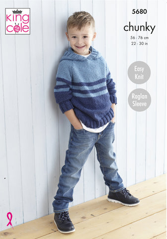King Cole Subtle Drifter Chunky Pattern 5680 - Sweater & Hooded Sweater