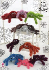 King Cole Tinsel Chunky Knitting Pattern 9086 - Range of Spiders