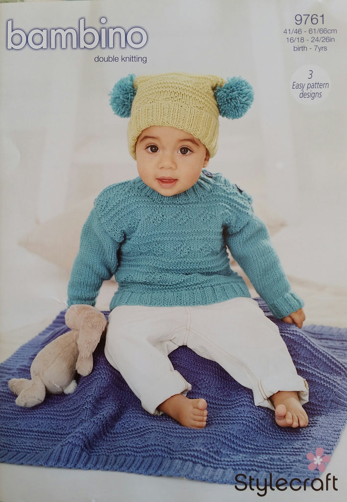 Stylecraft Bambino DK Pattern 9761- Sweater, Hat & Blanket