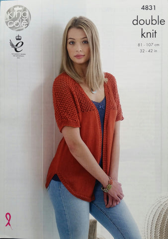 King Cole Smooth DK Pattern 4831 - Cardigan & Sweater - NOW €1.00