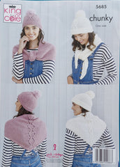 King Cole Subtle Drifter Chunky Pattern 5685 - Shawls & Hats