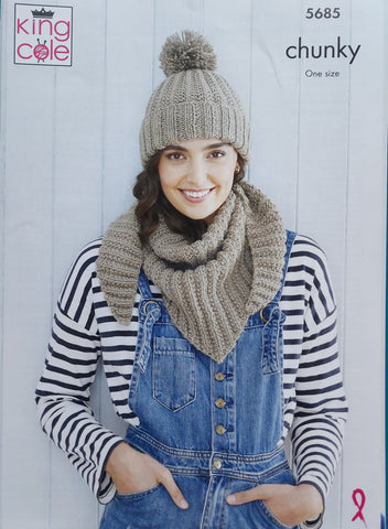 King Cole Subtle Drifter Chunky Pattern 5685 - Shawls & Hats