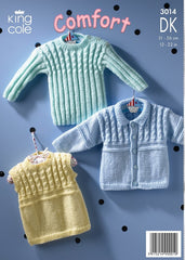 King Cole Comfort DK Pattern 3014 - Sweater, Jacket & Slipover