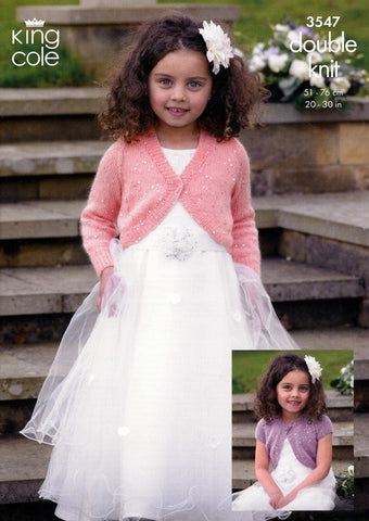 King Cole Galaxy DK Pattern 3547 - Long, short & cap sleeved Boleros