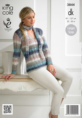 King Cole Shine DK Pattern 3844 - Ladies Sweater & Scarf