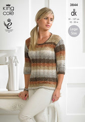 King Cole Shine DK Pattern 3844 - Ladies Sweater & Scarf