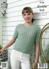 King Cole Authentic DK Pattern 4126 Top & Short Sleeved Cardigan - NOW €1.00