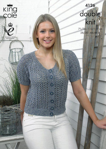 King Cole Authentic DK Pattern 4126 Top & Short Sleeved Cardigan - NOW €1.00